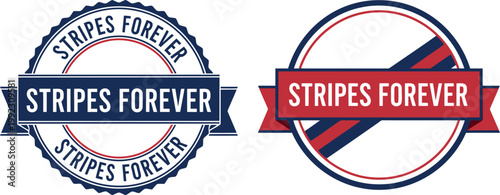 Stripes Forever Independence Day Seal Badges in Red White Blue for 4th of July Patriotic Designs