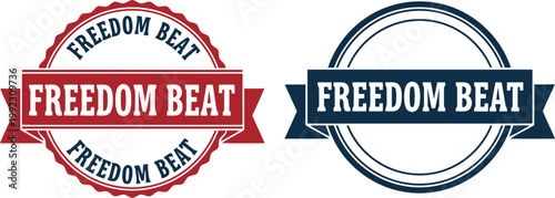 4th of July Independence Day Freedom Beat Seal Badges in Red and Blue Vector Design