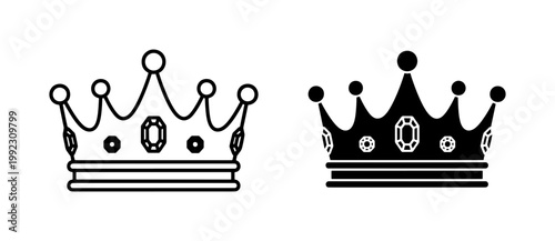 Royal Crown Outline and Silhouette Vector Icons