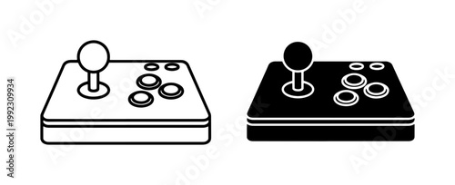 Retro Arcade Joystick Icon Set in Line and Glyph Style