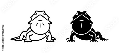 Bearded Dragon Lizard Vector Icon Set