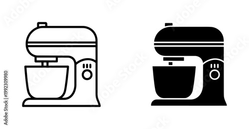 Electric Stand Mixer Icon Set for Kitchen Appliance Design