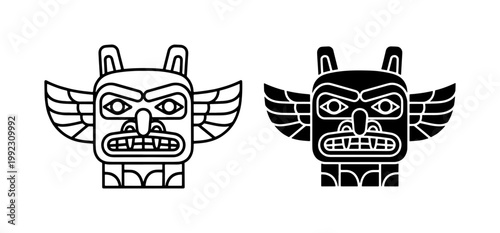 Indigenous Totem Pole Head Vector Illustration