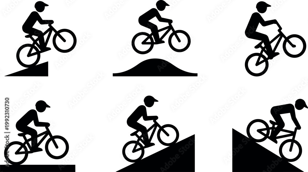 Fototapeta premium Cyclist performing jumps on different ramps