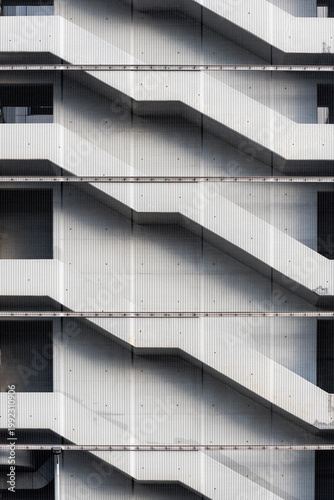 Close-up view of public building external emergency fire staircase