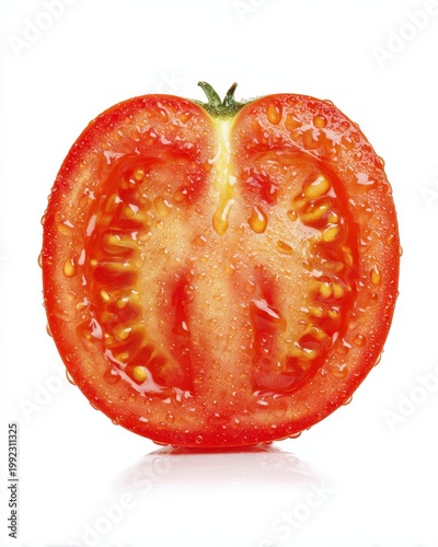 Ripe Tomato Slice On White