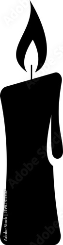 Candle flame icon wax, light, fire, lantern, illumination symbols, decorative candles, burning wick shapes in flat and line style black vector illustration isolated