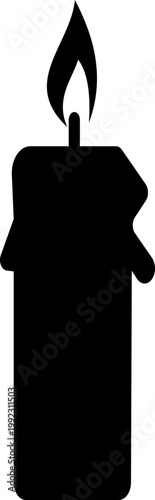 Candle flame icon wax, light, fire, lantern, illumination symbols, decorative candles, burning wick shapes in flat and line style black vector illustration isolated