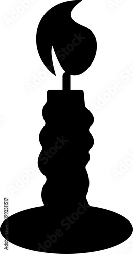 Candle flame icon wax, light, fire, lantern, illumination symbols, decorative candles, burning wick shapes in flat and line style black vector illustration isolated