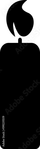 Candle flame icon wax, light, fire, lantern, illumination symbols, decorative candles, burning wick shapes in flat and line style black vector illustration isolated