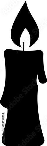 Candle flame icon wax, light, fire, lantern, illumination symbols, decorative candles, burning wick shapes in flat and line style black vector illustration isolated