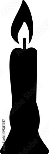 Candle flame icon wax, light, fire, lantern, illumination symbols, decorative candles, burning wick shapes in flat and line style black vector illustration isolated