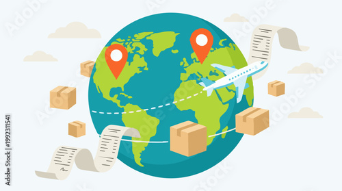 International logistics and e-commerce global distribution concept