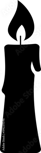 Candle flame icon wax, light, fire, lantern, illumination symbols, decorative candles, burning wick shapes in flat and line style black vector illustration isolated