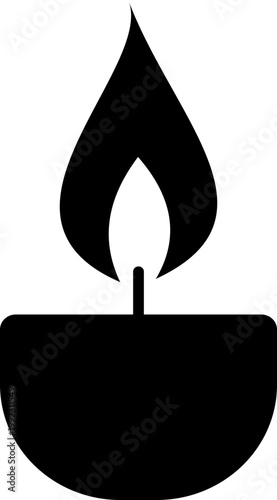 Candle flame icon wax, light, fire, lantern, illumination symbols, decorative candles, burning wick shapes in flat and line style black vector illustration isolated