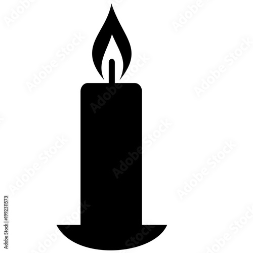 Candle flame icon wax, light, fire, lantern, illumination symbols, decorative candles, burning wick shapes in flat and line style black vector illustration isolated