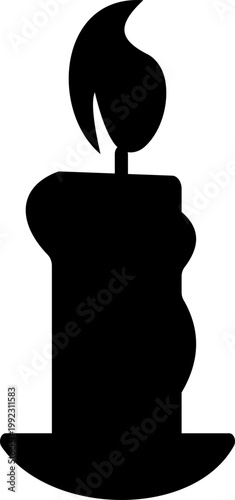 Candle flame icon wax, light, fire, lantern, illumination symbols, decorative candles, burning wick shapes in flat and line style black vector illustration isolated