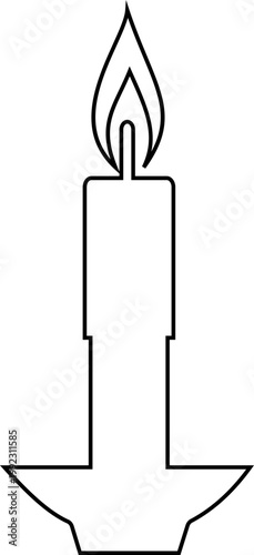 Candle flame icon wax, light, fire, lantern, illumination symbols, decorative candles, burning wick shapes in flat and line style black vector illustration isolated