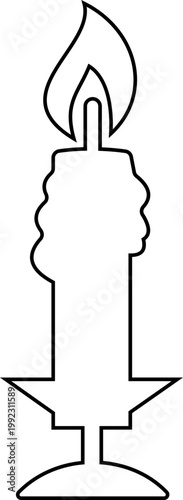 Candle flame icon wax, light, fire, lantern, illumination symbols, decorative candles, burning wick shapes in flat and line style black vector illustration isolated