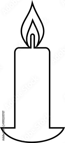 Candle flame icon wax, light, fire, lantern, illumination symbols, decorative candles, burning wick shapes in flat and line style black vector illustration isolated