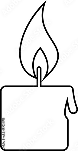 Candle flame icon wax, light, fire, lantern, illumination symbols, decorative candles, burning wick shapes in flat and line style black vector illustration isolated