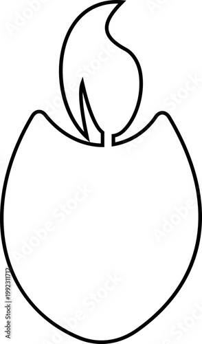 Candle flame icon wax, light, fire, lantern, illumination symbols, decorative candles, burning wick shapes in flat and line style black vector illustration isolated