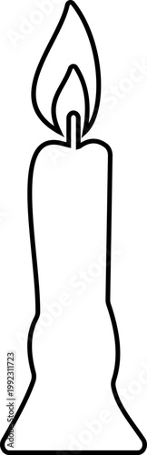 Candle flame icon wax, light, fire, lantern, illumination symbols, decorative candles, burning wick shapes in flat and line style black vector illustration isolated