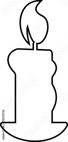 Candle flame icon wax, light, fire, lantern, illumination symbols, decorative candles, burning wick shapes in flat and line style black vector illustration isolated