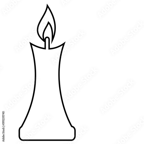 Candle flame icon wax, light, fire, lantern, illumination symbols, decorative candles, burning wick shapes in flat and line style black vector illustration isolated
