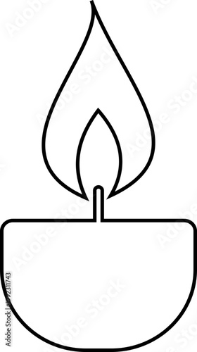Candle flame icon wax, light, fire, lantern, illumination symbols, decorative candles, burning wick shapes in flat and line style black vector illustration isolated