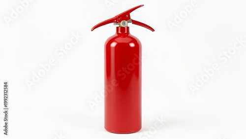 Red Fire Extinguisher Isolated on White Background - Fire Safety Equipment