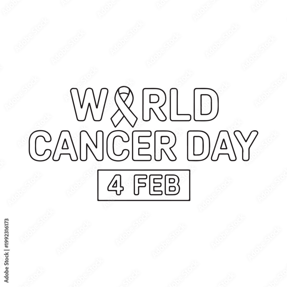 Fototapeta premium World cancer day awareness illustration with ribbon and date february 4th