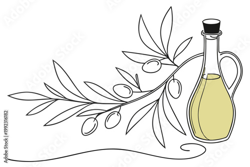 olive oil container and bottle outline clean vector illustration for packaging design