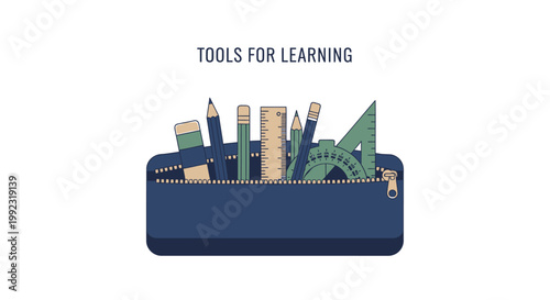 School supplies, educational tools, stationery set, pencil case