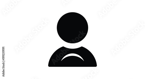 Simple black silhouette icon representing a single person or user profile on a clean white background screen