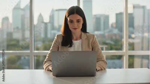 Middle Aged Woman Practicing Yoga in Sunlit Wooden Studio with Forest View