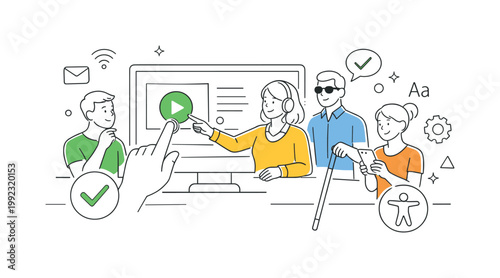 Digital interaction and accessibility in a modern environment where interfaces are designed to be simple, responsive, and inclusive for users, illustrated by a device