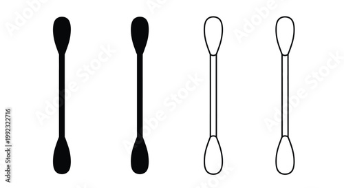 Four cotton swabs displayed in varying styles a stark silhouette