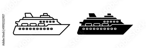 Cruise Ship Icon Set for Travel and Maritime Design