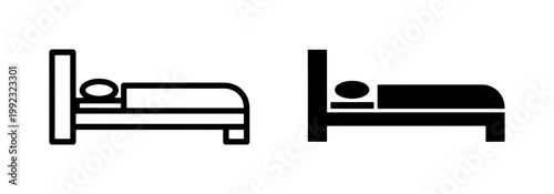 Bed Icon Set for Hotel and Bedroom Navigation