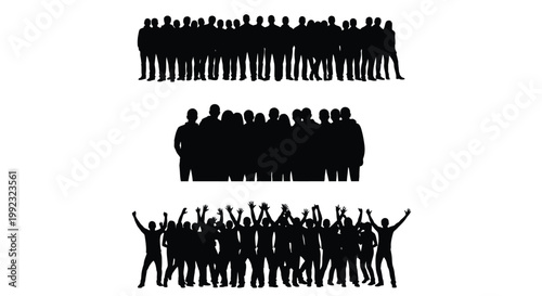 Diverse group of people celebrating together with hands raised in excitement and unity