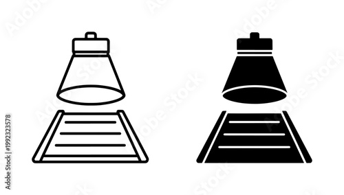 Industrial Warehouse Pendant Lamp and Pallet Icon Set