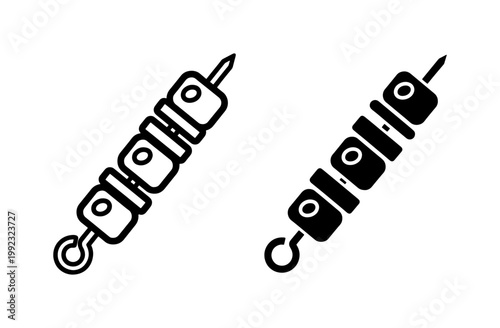 Grilled Shish Kebab Skewer Icon Set