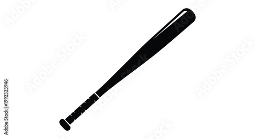 A striking minimalist depiction of a baseball bat against a white background presented as a bold silhouette high quality