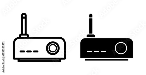 WiFi router, wireless internet, network icon, connectivity symbol, black and white