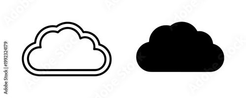 Cloud icons, black and white cloud symbols, weather icons, cloud graphics