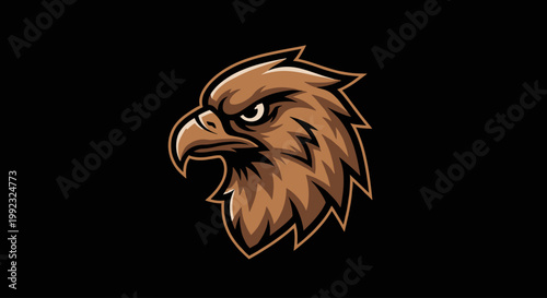 Brown Eagle Head Illustration Closeup.