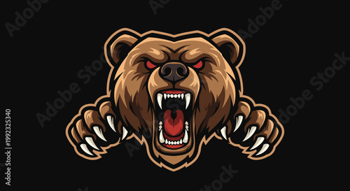 Furious brown bear with sharp teeth.