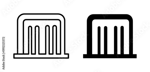 Bicycle Parking Rack Line and Solid Icon Set