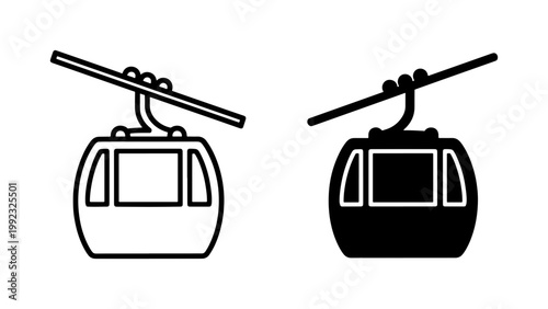 Cable Car Gondola Lift Icon Set